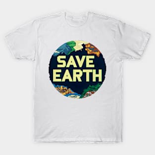 save earth globe pixel art T-Shirt